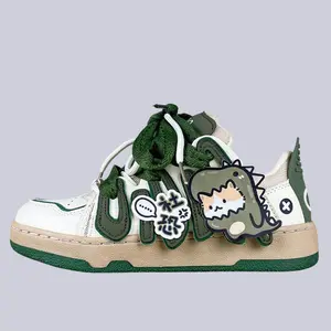 Super Shy Dino Cat Chunky Green Sneakers - Unisex