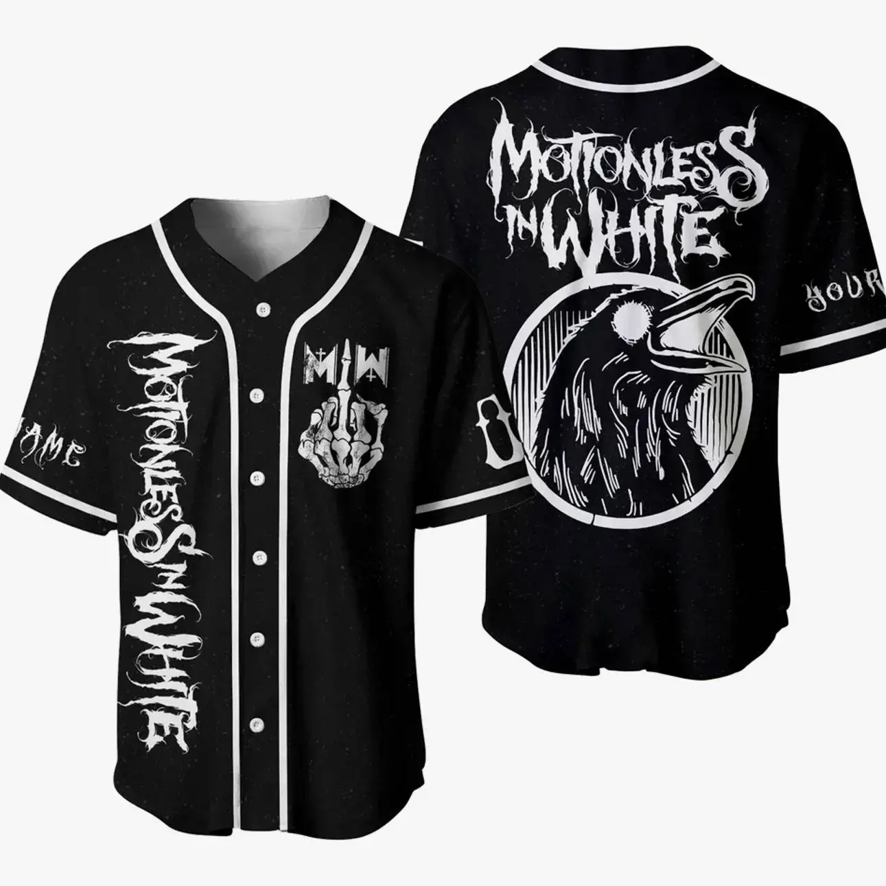 Motionless In White Baseball Jersey, Gothic Rock Band Baseball Shirt, Heavy Metal Fan Jersey, Unisex Casual Sports Top
