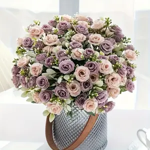 1pc Outdoor Artificial Rose Bridal Bouquet, Uv Resistant Realistic Touch, Garden Courtyard Home Vase Floral Arrangement Decoration, Halloween Christmas Thanksgiving Harvest Festival New Year Birthday Party Decorative Ornament