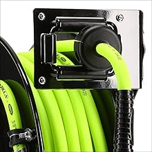 Flexzilla Open Face Retractable Air Hose Reel, 3/8 in. x 50 ft., Heavy Duty, Lightweight, Hybrid, ZillaGreen - L8611FZ
