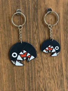 LyghtForge Creations Chain Chomp Pixel Art Keychain Retro Mario Inspired Enemy Attacking 3D Printed PLA+ Handmade for Gamers Collectors