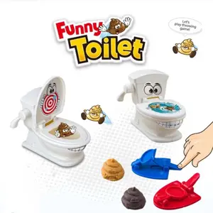 Poop Shooting Game Set for Kids, Funny Prank Gift Set Includes Toilet, 2 Launchers & 6 Soft Plastic Poops, Fun Interaction Family Toy Gift for Boys & Girls Aged 3-9