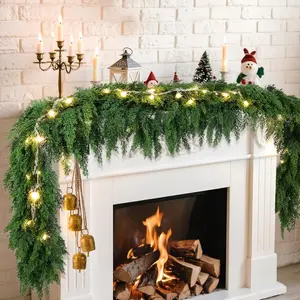 6 Ft Christmas Cedar Pine Garlands, Artificial Cedar Garland, Realistic Green Artificial Greenery Garland for Table, Mantle, Wall, Indoor, Outdoor Christmas Decorations (1, 6 FT)