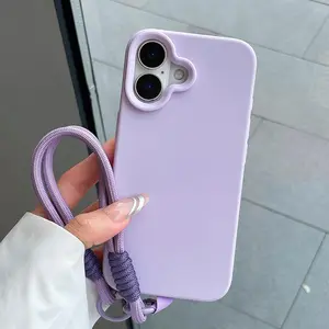 Simple and High-end Phone Case for Men and Women Trendy Creative with lanyard for girls Suitable foriPhone 16 Pro Max/15/14 Plus/13/12/11high-quality Minimalist Shockproof Phone Case Festival Gifts For Couple Friends Familly Yourself