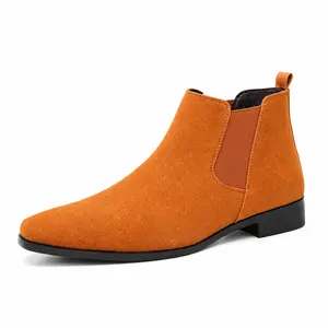 XINMAO Men's Orange Fashion Chelsea Boots - Classic Silhouette, Vibrant Flair, Rubber Sole - Comfortable, Stylish Footwear for Casual & Smart Events Western Botas Walking Shoes