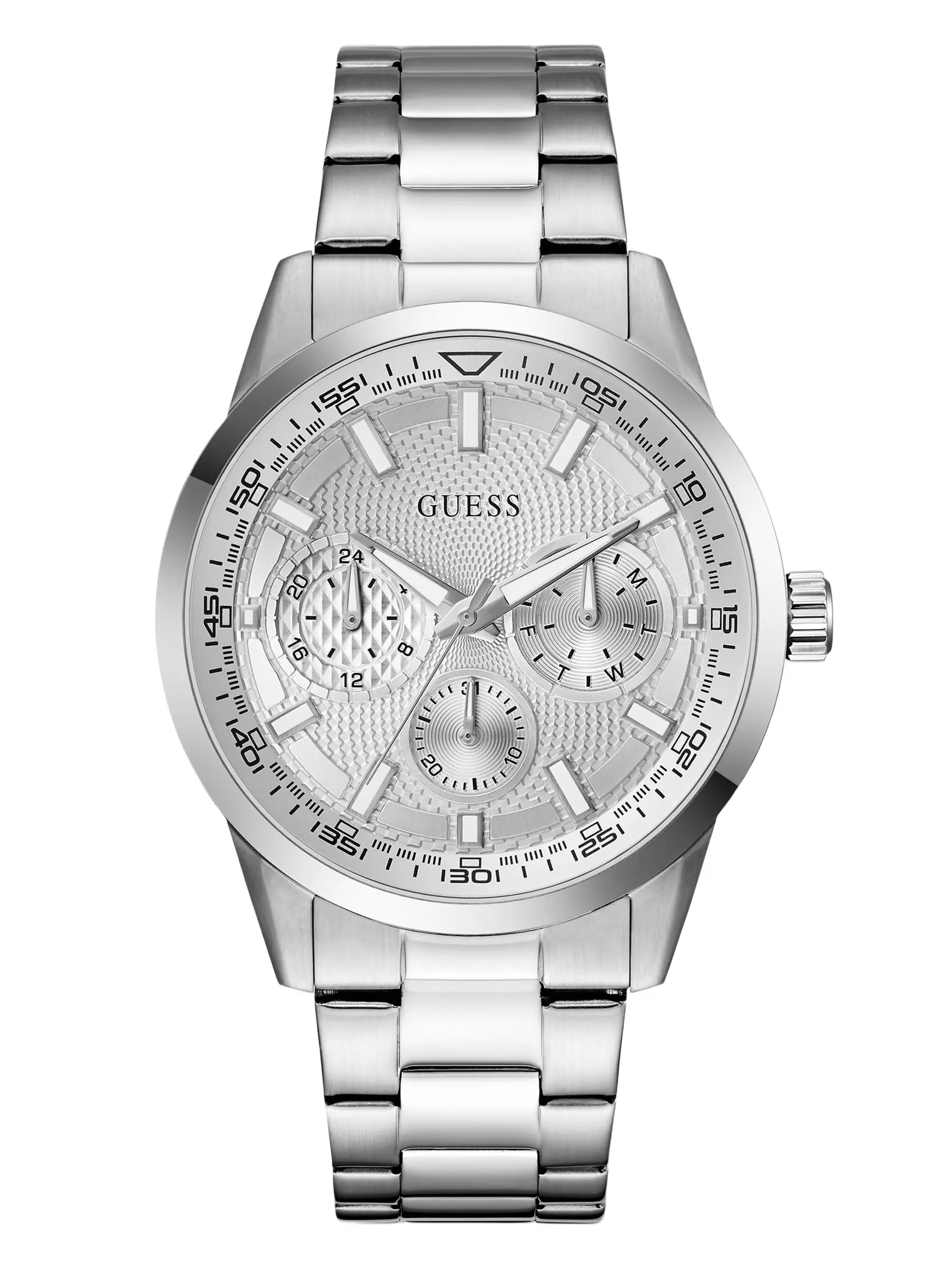 GUESS Male Silver-Tone Multifunction Watch GUESS Male Silver-Tone Multifunction Watch