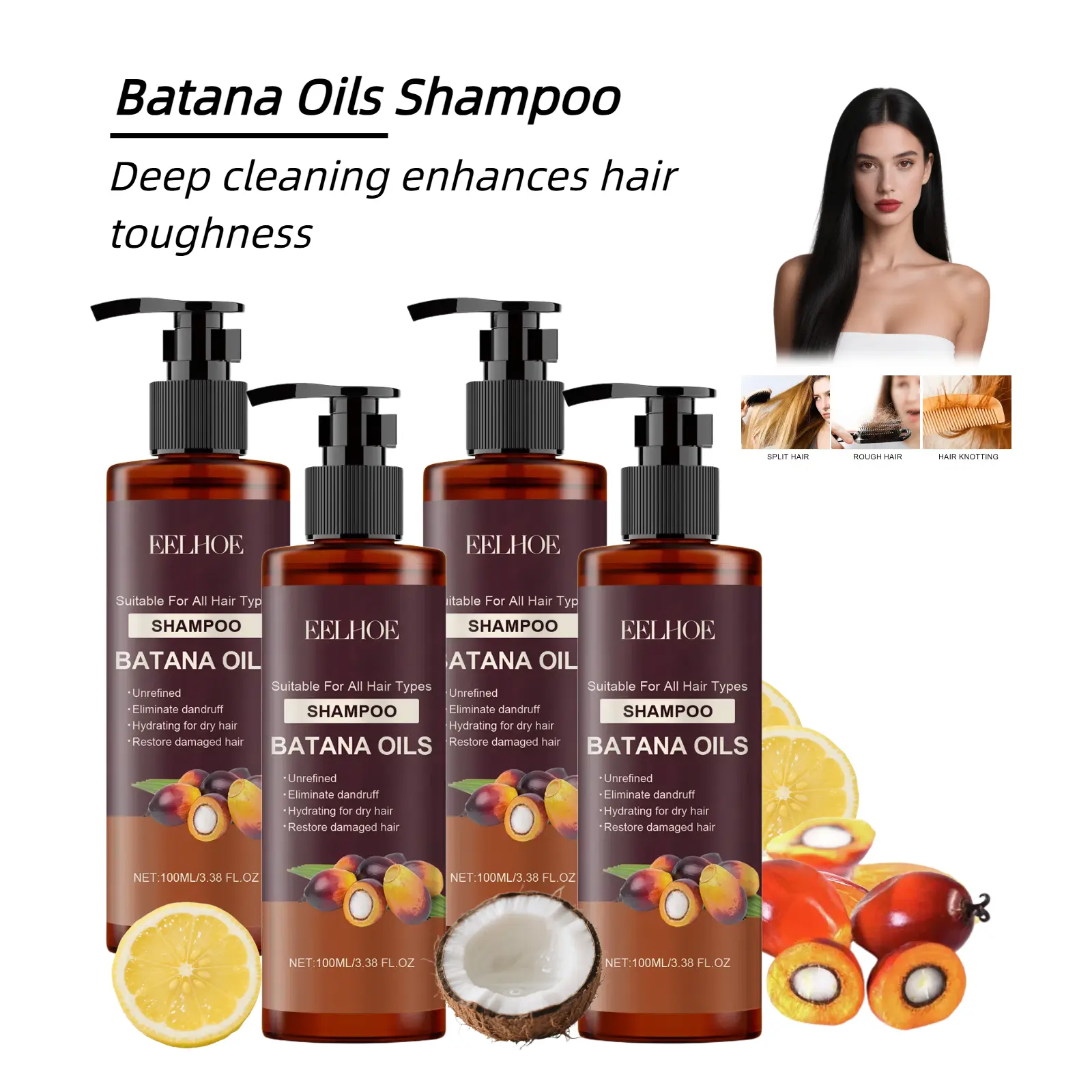 Batana Oils Shampo，Deeply nourishes hair, improves hair quality.Enhances hair shine, leaves strands bright and vibrant.Prevents split ends and breakage, strengthens hair roots.Balances scalp oil production. hair booster rescue Repair Moisturize
