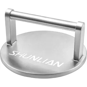 Burger Press, 6 Inch Heavy Duty Burger Smasher Tool, 3.1lb Non-Stick Smooth Stainless Steel Grill Press for Flat Top Griddle, BBQ & Kitchen Use, Ground Beef, Meats, Bacon, Steak