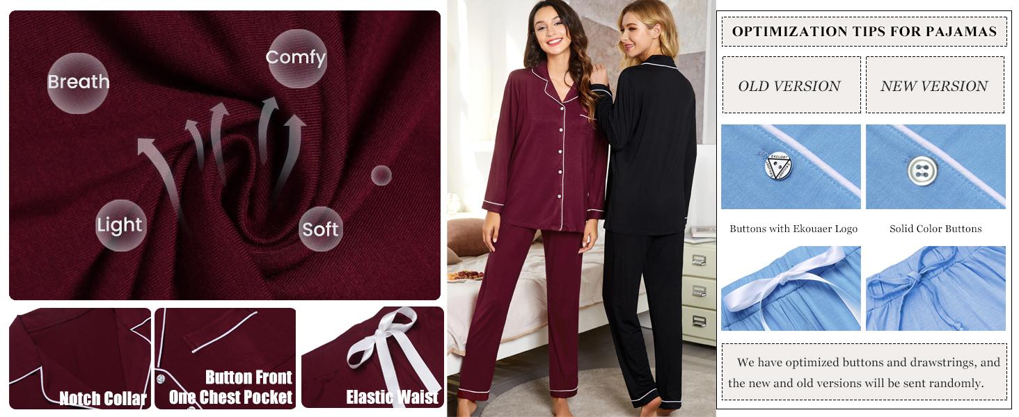 EKOUAER Women'S Long Sleeved  Soft Casual Set S-Xxl, Cute, Elastic, Comfortable Clothes