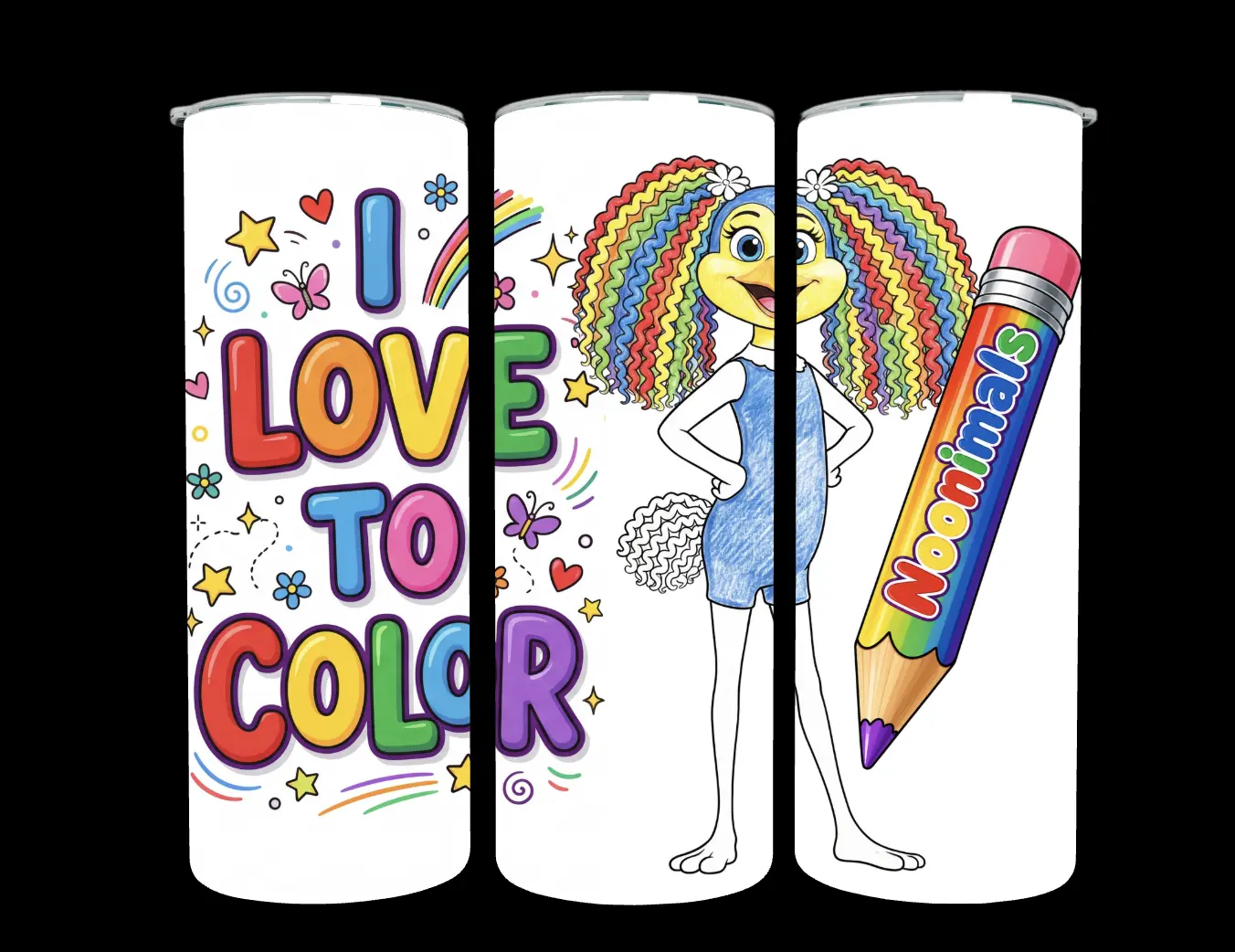 Noonimals  “I Love To Color” 20oz Stainless Steel Tumbler - Featuring Bernadette