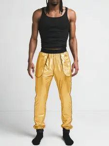 Men's Sauna Sweat Joggers Compression Pants Heat Trapping Body Shaper for Boxing Gym Workout Exercise GOLD AND BLACK(S-XXXL)