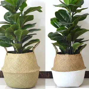 Home Living Room Hand Woven Straw Basket