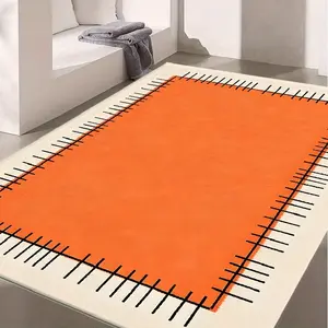 One orange-and-black bordered home rug, machine washable and fade resistant, soft and durable, suitable for holidays and any space including hotels, offices, sofas, beside beds, hallways, etc. Home Decor Rug
