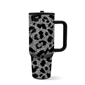 1pc 40oz Glitter Leopard Tumbler with Handle & Straw, Sparkly Water Bottle for Women, Trendy Gift for Bestie, Mom, Perfect for Birthday, Mother’s Day, Girls Party, Keeps Hot 12H Cold 24H, #GlitterStyle #TrendyLook #ForHer