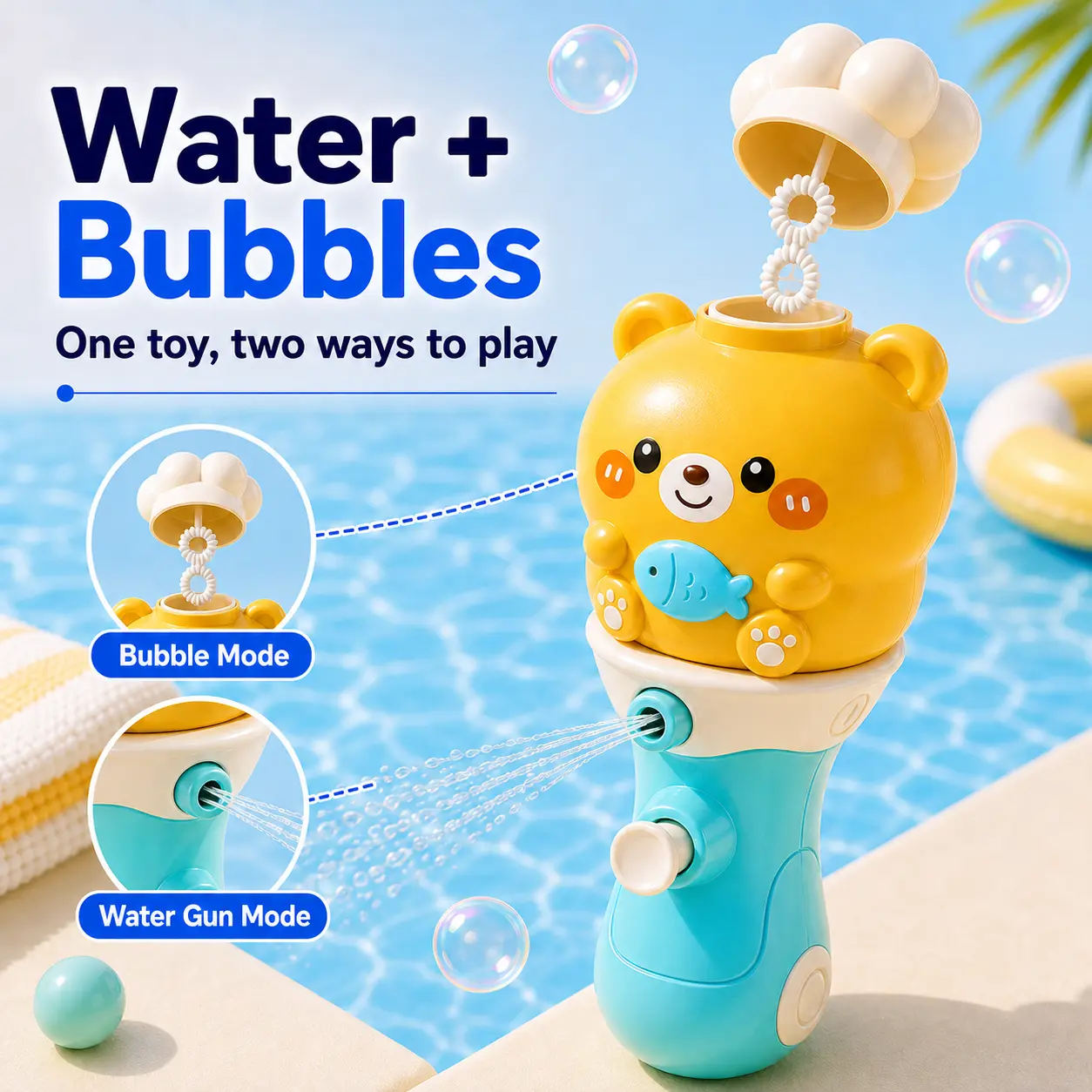 2-in-1 Handheld Multifunction Automatic Bubble Machine Water Gun Toy - Animal-Shaped Bubble Maker & Water Blaster, Outdoor Summer Pool Toy, Kids Interactive Gift, Handheld Bubble Machine, Multifunction Bubble Maker