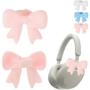 Silicone Bow-Shaped Earphone Accessories, Headphone Accessories, Headset, Aesthetic Decorative Earphones, Earphone Clips, Earphone Decorations, Ideal for Mother, Wife, Girlfriend, Christmas, Valentine's Day, Birthday
