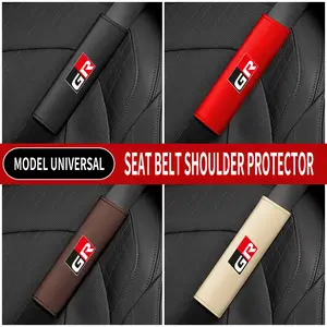 1PC Leather Car Seat Belt Shoulder Protector Cover Safety Belt Padding Pad For GR GAZOO RACING RAV4 Styling Accessories