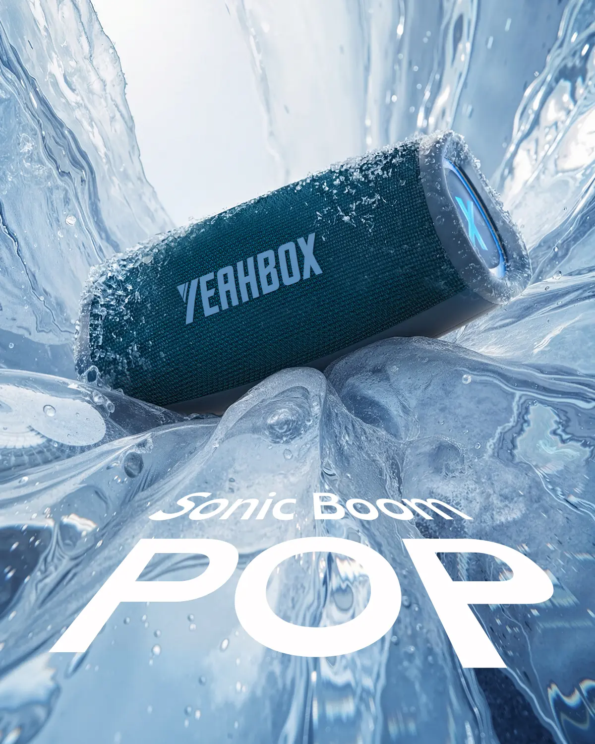 YEAHBOX Portable Bluetooth High Power Speaker - Sonic Boom POP 50W 1.1-Channel, Racetrack Woofer, 31mm Silk Dome Tweeter, DSP Tuning, USB Port, TF/Aux Input, 18m Range, Waterproof Bass, Mobile Compatible, Multifunctional (Blue)