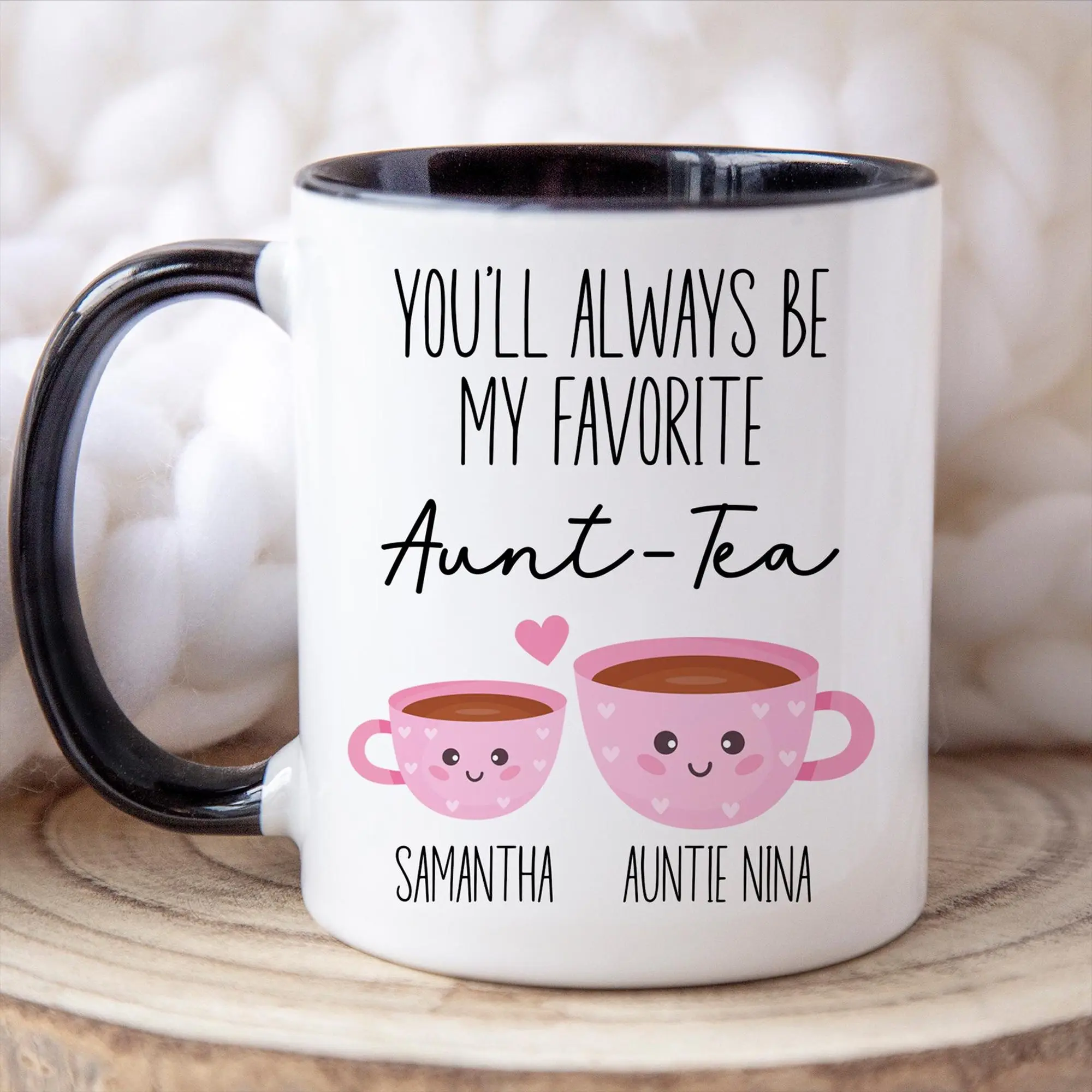Personalized Aunt Tea Mug Gift, Cute Coffee Cup for Aunt, Unique Birthday Gift for Aunt, Custom Favorite Aunt Gift Idea