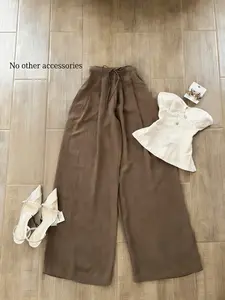 2026 Spring Summer New Women's Striped Top Solid Color Long Pants Two-Piece Set, Sexy Commuter Casual Style, Fashionable Ladies' Clothing Womenswear