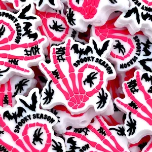 Spooky Season Silicone Focal Beads | Halloween Skeleton Craft Beading DIY Supplies Beaded Pens