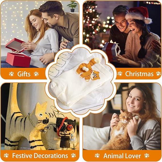 3 Pairs Cute Cotton Cat Socks with Balls Soft Comfy Fit All Seasons Christmas Gifts Stocking Stuffers Funny Socks