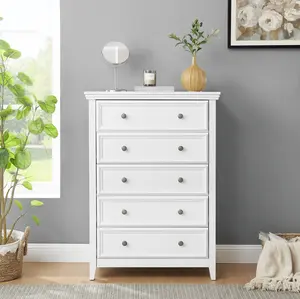 Modern 5 Drawers Dresser 5 Drawers Cabinet, Chest of Drawers Closet Organizers and Storage Clothes Storage Drawers Cabinet for Living Room, Farmhouse Dresser Organizer