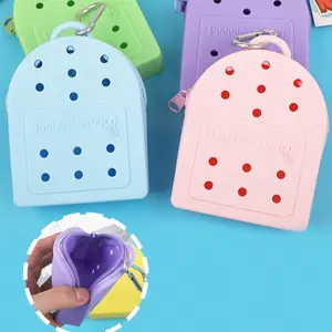 Fashion Silicone Mini Wallet, Cartoon DIY Detachable Cute Waterproof Design, Lightweight Zipper Coin Pouch, Durable No Lining, Easy Clean