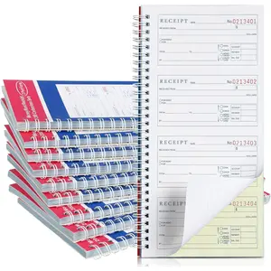 Crtiin Books Money and Rent Receipt Book 2 Part Carbonless Receipt Log Book with Carbonless Copies, Spiral Bound, 200 Sets Per Book, 4 Receipts Per Page, 5.25 x 11 Inch(10 Pcs)