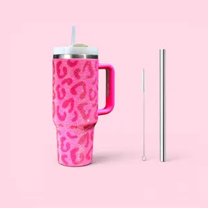Dazzling Leopard Rhinestone 40oz Tumbler Stainless Steel Vacuum Insulation Thermal Insulation Portable Drinkware Mug