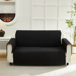 Solid color cotton-padded universal reversible quilted sofa cover, waterproof non-slip chair cover, machine-washable sofa cover with anti-slip elastic straps.