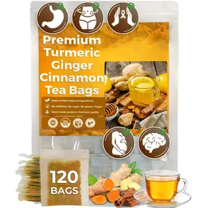 Premium Turmeric Ginger Cinnamon Tea - 100% Handmade Eco-conscious Bags No Sugar No Caffeine No Gluten Vegan Herbal Beverage