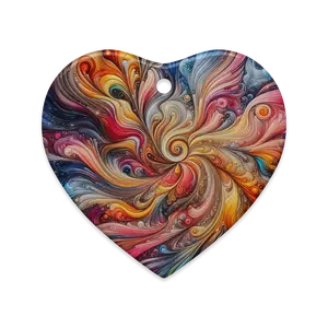 Waves of Promise and Renewal Ceramic Ornament Heart-Shaped Glossy Finish with Gold-Toned String for Festive Home Decor