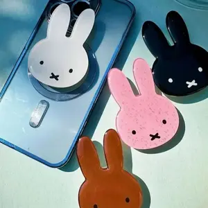 Kawaii Bunny Phone Grip Set – Cute Acrylic Phone Stand with White, Black, and Pink Bunny Designs, Adorable Phone Accessory for Rabbit Lovers, Gift for Spring and Summer