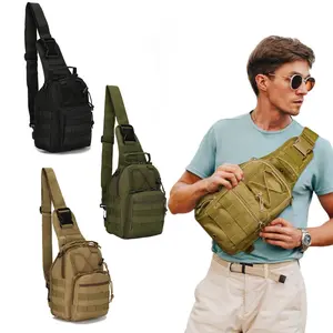 Tactical Shoulder Sling Bag, Small Outdoor Chest Pack for Men Traveling, Trekking, Camping, Rover Sling Daypack Black