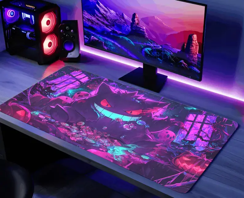 GGengarr Desk Mat, Spooky Mouse Pad Large Gaming Mousepad, Halloween