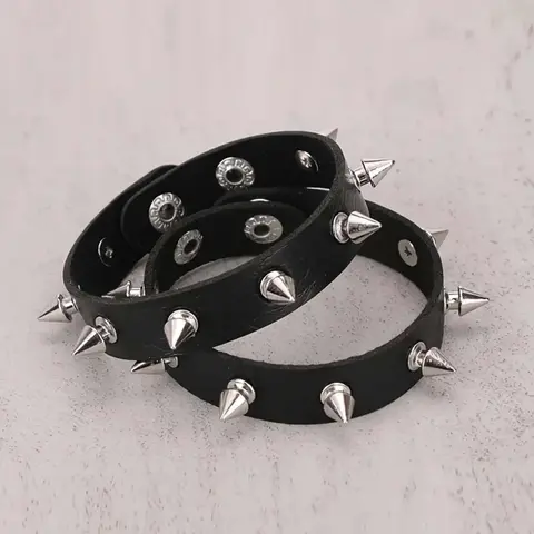 Punk Style Spike Design PU Leather Bracelet, Gothic Jewelry, Hand Jewelry for Party, Daily Clothing Decor, All-match & Exquisite Jewelry for Birthday Gift, Decor Bracelets, Bracelets Stack, Bracelets Stacking
