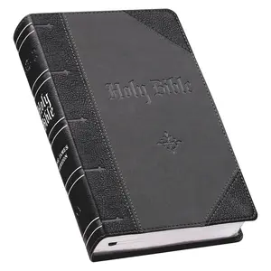 KJV Holy Bible, Giant Print Standard Size Faux Leather Red Letter Edition - Ribbon Marker, King James Version, Black /Gray (KJV Standard GP Editions