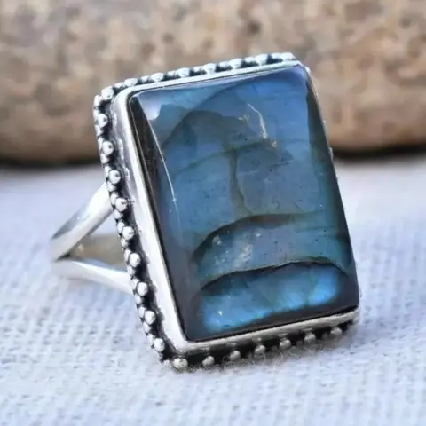 Vintage Elegant Boxy Ocean Blue Ring Jewelry for Women, Perfect for Daily Wear, Party, Holiday Gifts, Ideal for Couples & Special Occasions