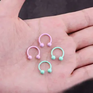 Oufer 14-20G Macaron Lovely Pink Horseshoe Septum Ring