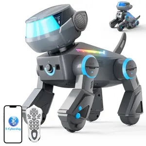 VATOS Remote Control Robot Dog for Kid,Smart Programmable Robotic Dog with Multi-Color LED Eyes & Bluetooth & Volume Adjustment,Singing Dancing Interactive Robot Puppy Toy for Kids Ages 3-10 Grey