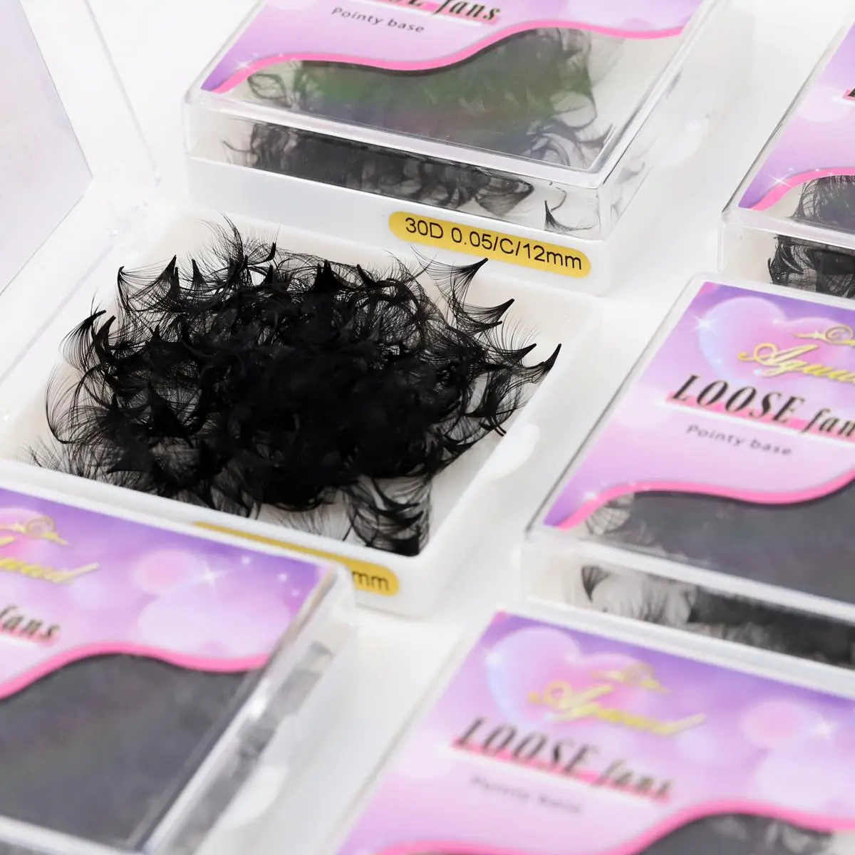 AGUUD All Size 3D-40D Loose Fan Eyelash Extensions Mega Volume Fans Pointy Base Premade Fans Bouquet Professional Makeup Lashes