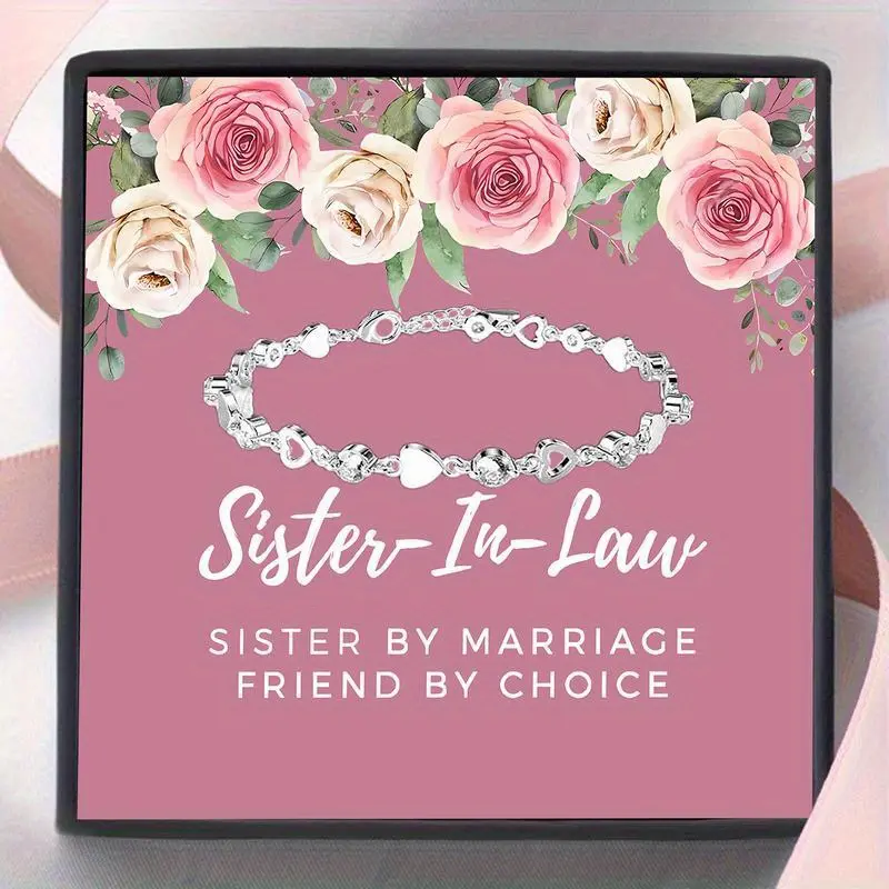 To My sister-in-law, Birthday Gift From sister-in-law，sister-in-law Newest Heart Bracelet Gift, Birthday Gift, Christmas Gift, Gift Card With Text And Gift Box Packaging.