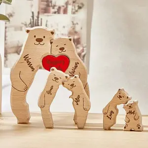 Bear Home Wooden Puzzle Personalized Custom Decor Heart Warmer Birthday Gift Art Puzzle Name Home Decor Thanksgiving Gift