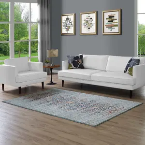 Modway Naria Distressed Vintage Medallion 5x8 Area Rug in Multicolored