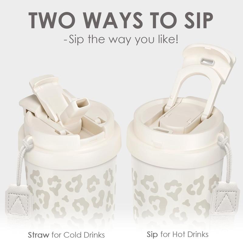 Sandjest 18oz Insulated Stainless Steel Coffee Tumbler, Reusable Iced Coffee Cup, 2-in-1 Lid Portable Travel Mug for Office Outdoor Christmas Gift