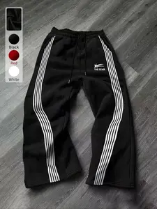 Men's Star Print Drawstring Waist Athleisure Sweatpants, Casual Comfy Regular Fit Jogger Pants for Daily Wear, Men's Trousers for All Seasons, Sports Pants Sportswear, Sports Bottoms