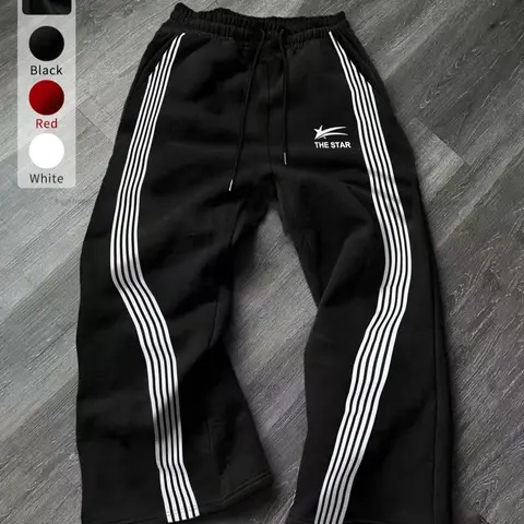 Men's Star Print Drawstring Waist Athleisure Style Sweatpants, Casual Comfy Regular Fit Jogger Pants for Daily Wear, Men's Trousers for All Seasons, Sports Pants Sportswear, Sports Bottoms