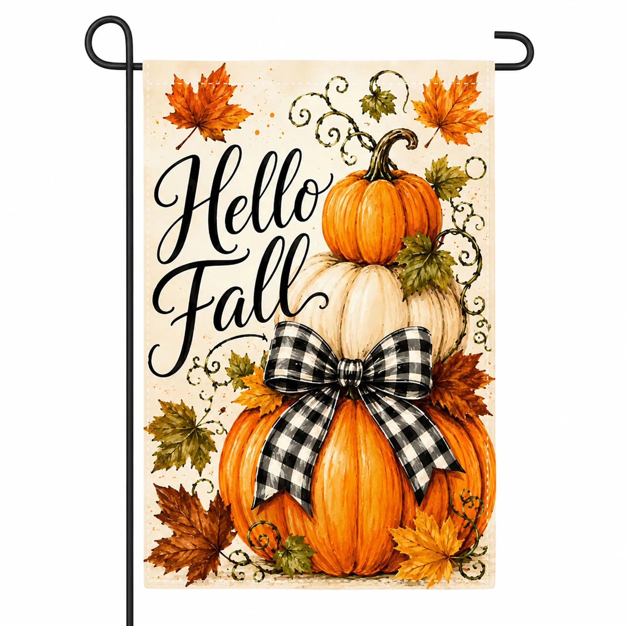 Double-Sided Hello Fall Garden Flag - Outdoor Thanksgiving Home Decor, Yard Decoration for Porch, Patio, Lawn