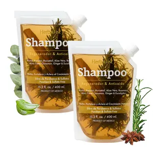 2 Piece Bundle Herbalista Viral New Herbal Shampoo 400 ml (15.2 fl oz) Each, With Real Pieces of Rosemary, Cinnamon, Anise, Clove, Aloe, Ginger & Eucalyptus, Strengthens and Regenerates, 100% Natural Handcrafted Botanical Shampoo